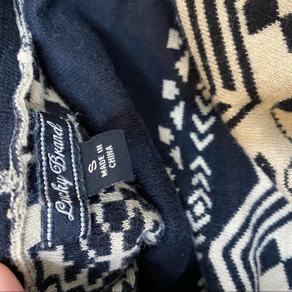 Lucky Brand Aztec Cream & Black Waterfall Open Cardigan Small - Picture 8 of 8